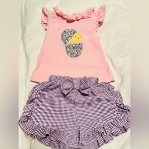 Stitchy Fish little girls’ set! Very feminine, pink & purple in like-new!